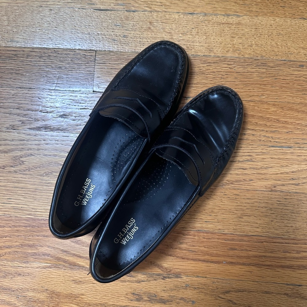 G.h bass black loafers